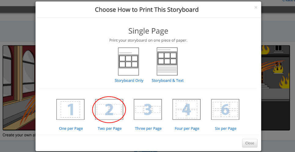 كيفية الطباعة على Storyboard That