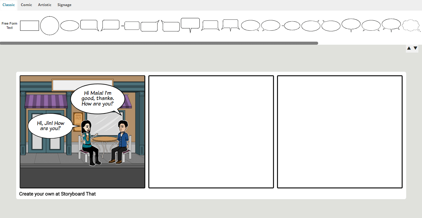 Dialoogballonnen die u kunt gebruiken bij het maken van storyboards