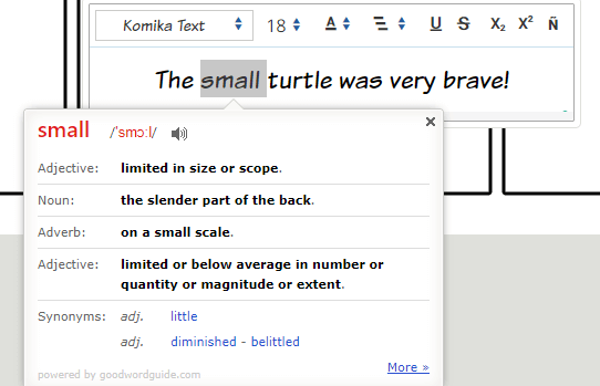 Utilisation du dictionnaire instantané avec Storyboard That