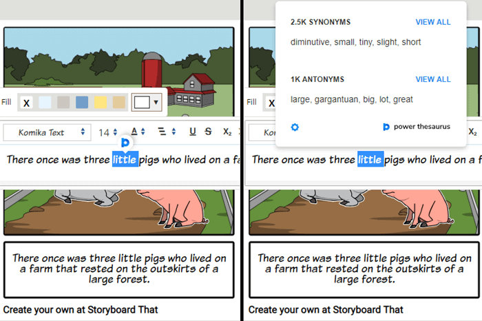 Folosind Tezaurul de Putere pe Storyboard That