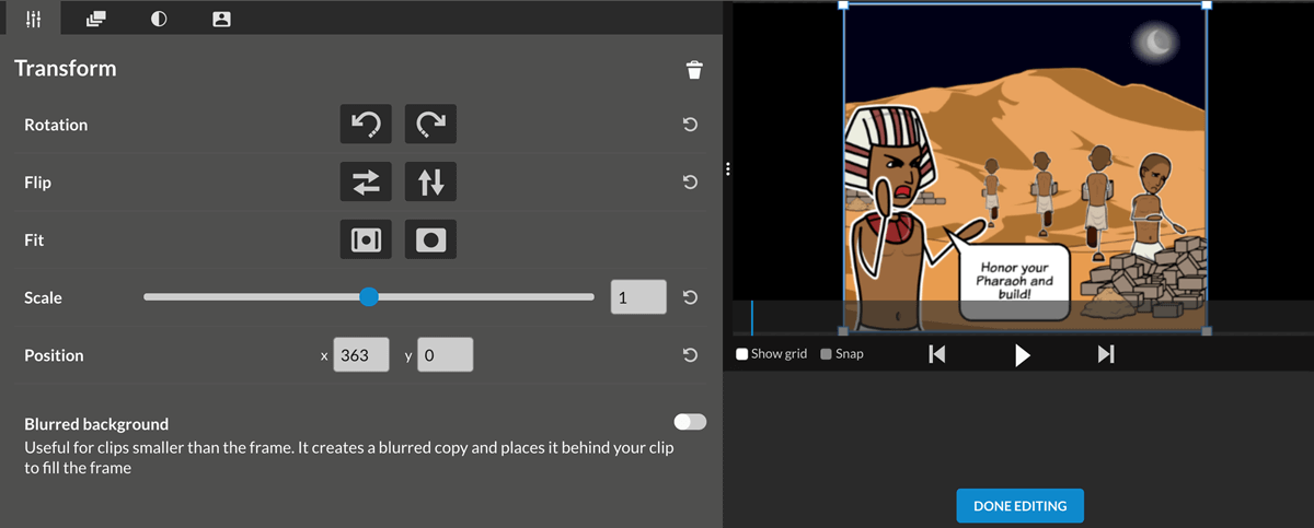 Povećajte Sliku na Storyboard u WeVideo