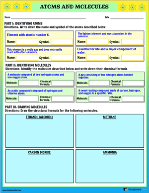 atoms and molecules worksheet