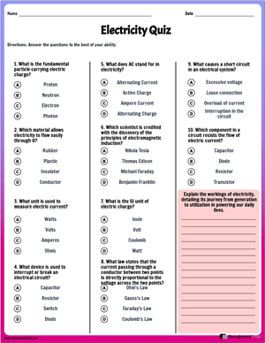 Electricity Worksheets