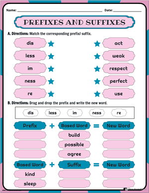 Prefix and Suffix Worksheets