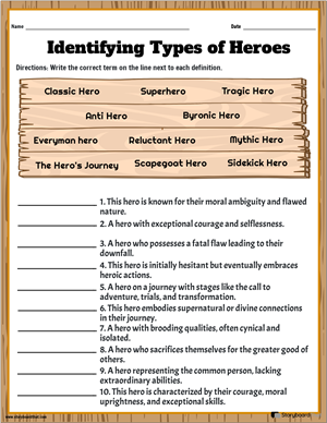 Types of Heroes Worksheets