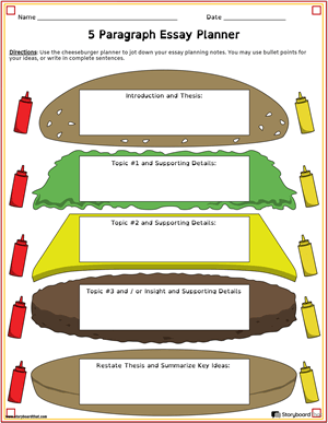 5 Paragraph Essay Outline Template | Long Composition Worksheets