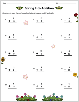 Addition Worksheet Templates | Math Worksheets
