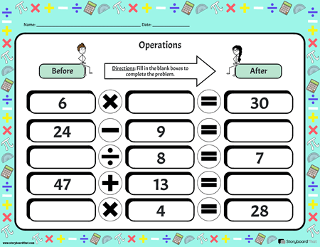 Before and After Worksheet Templates