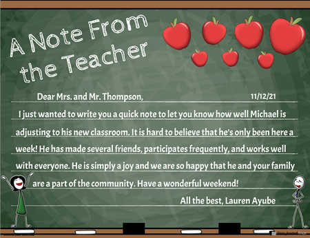 Parent Teacher Notes Templates