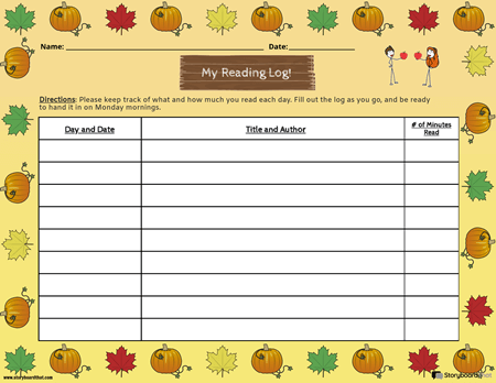 Reading Log Worksheet Templates