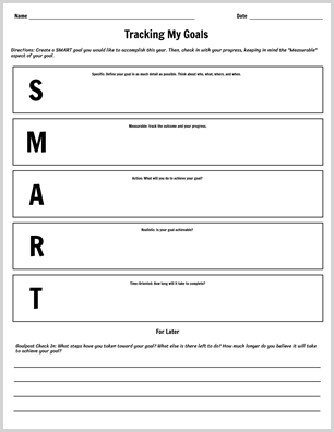 SMART Goals Worksheet Template