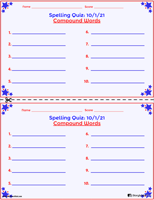 Spelling Test Werkbladen | Spellingtestsjabloon