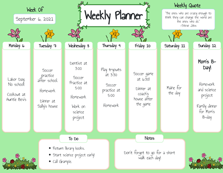 Wekelijkse Planner-werkbladen | Plannersjablonen