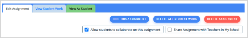 Checkbox to allow student collaboration on an assignment