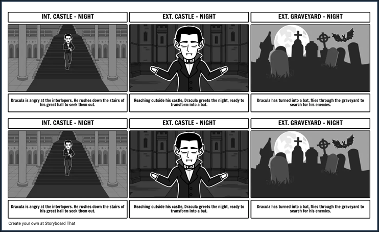 Use Storyboard That to quickly made storyboards for your next movie