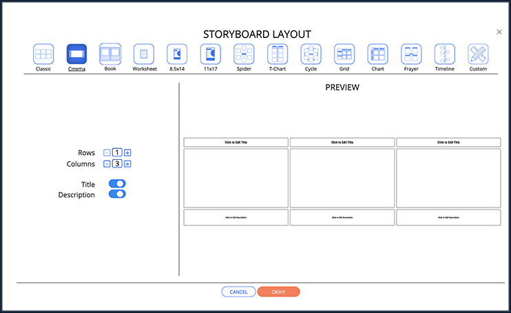 Storyboard That is an easy to use tool to create film storyboards