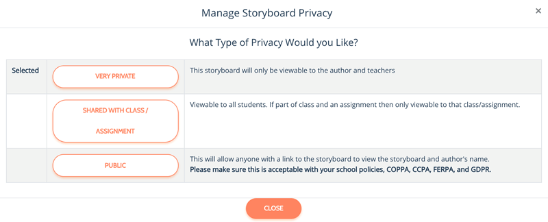Administrer Storyboard Privacy