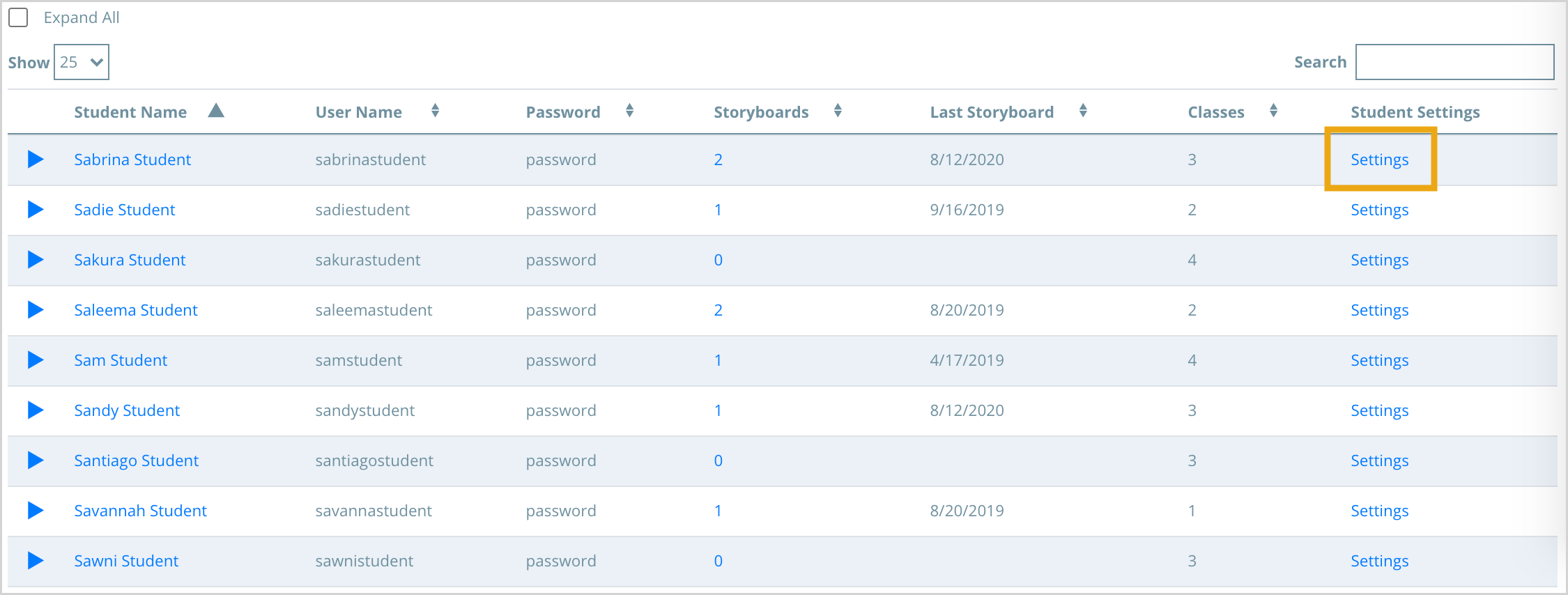 How do I add students to or remove students from a class? Storyboard