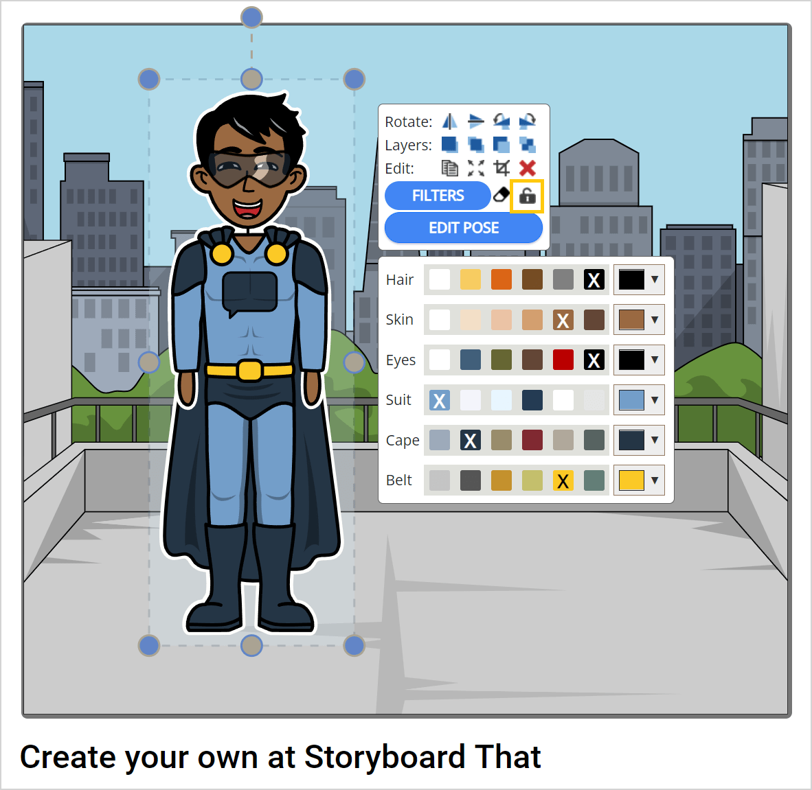 Storyboard Creator Help - Unlock Position