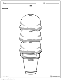 Main Idea and Details Ice Cream Cone