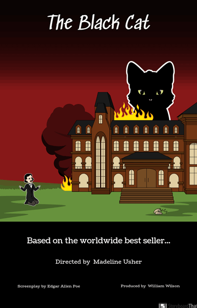 The Black Cat by Edgar Allan Poe - إنشاء ملصق فيلم لقصة بو