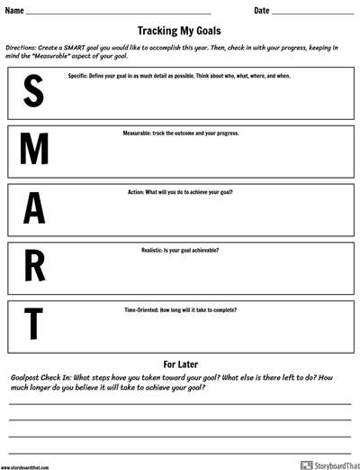 Making SMART Goals Worksheet Activity