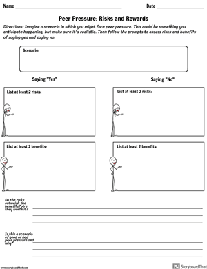 Peer Pressure Worksheet Activity | Risks and Rewards