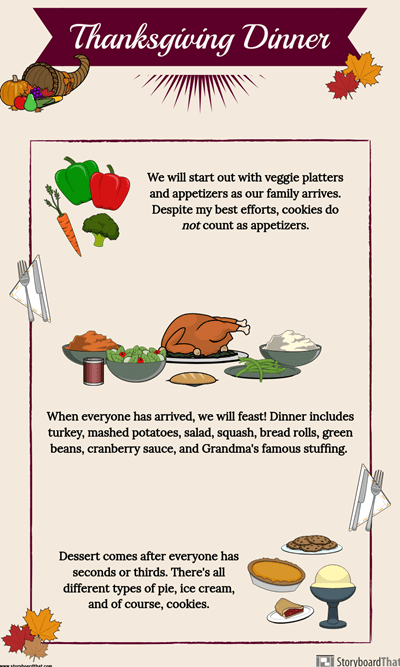 تقديم قائمة عشاء عيد الشكر