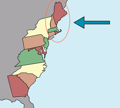 into what three regions were the 13 colonies divided
