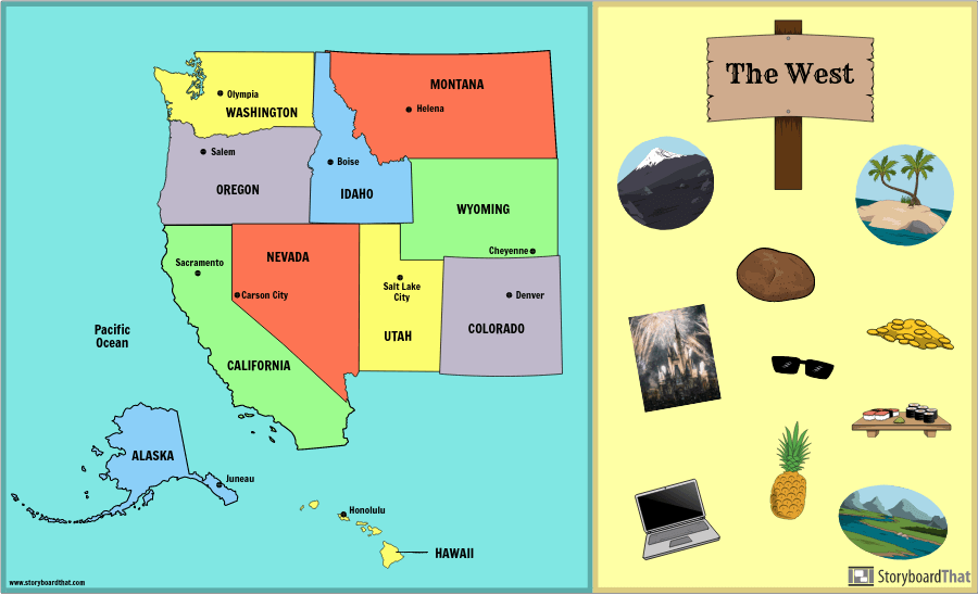 Osavaltioiden ja Pääkaupunkien Taulukko | Länsi -USA: n Alue
