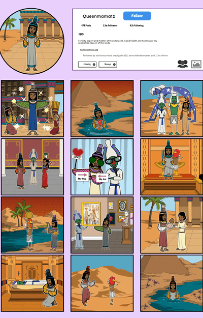 مواقع التواصل الإجتماعي لآلهة وآلهة المصريين