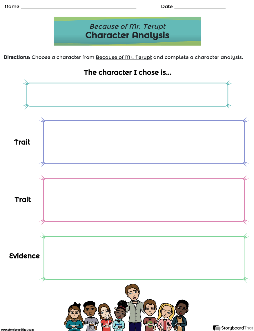 Because of Mr. Terupt Character Analysis Activity