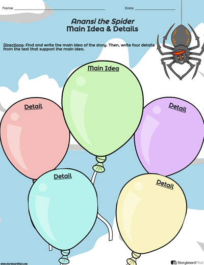 Anansi the Spider Main Idea and Details Activity