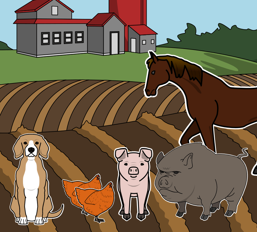 Better farm animals. Джордж Оруэлл "Скотный двор". Скотный двор Бенджамин. Ферма Оруэлл. Диорама деревня ферма Скотный двор.