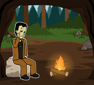 picture of frankenstein monster cartoon making a fire