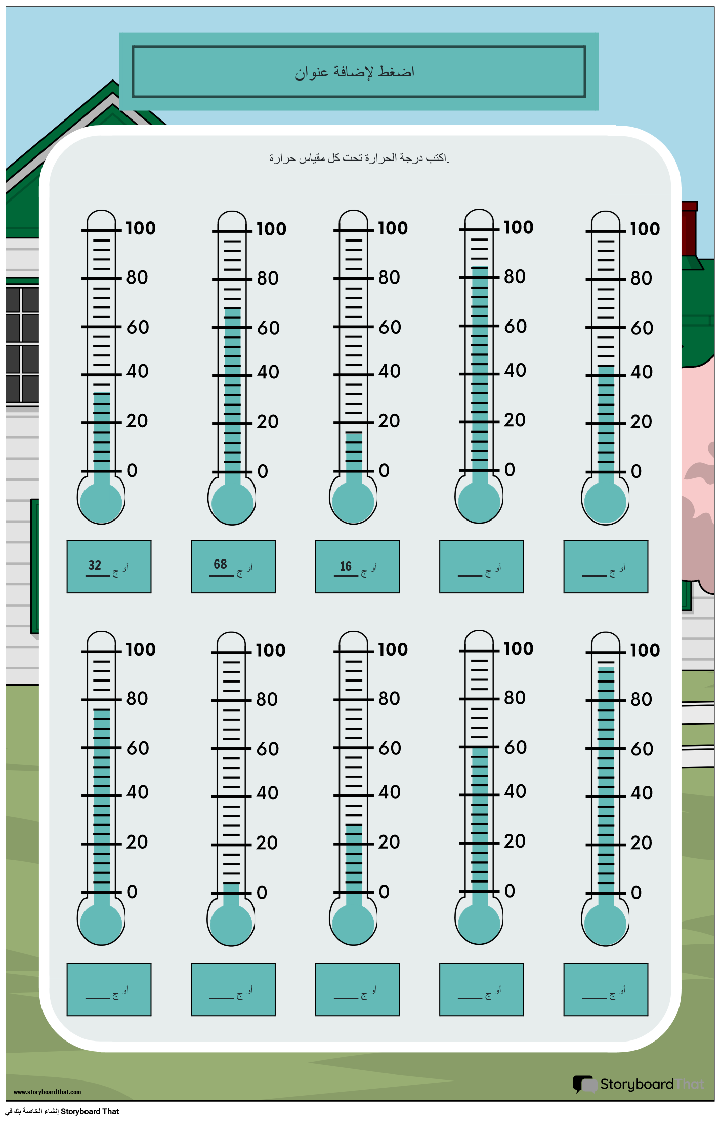 وحدات القياس - ملصق درجة الحرارة قراءة موازين الحرارة