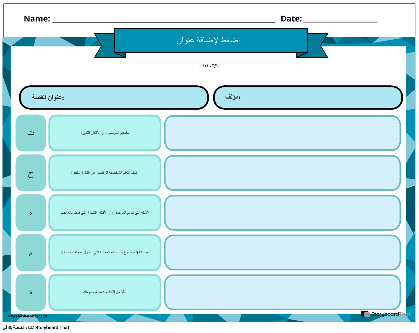 تحديد موضوع القصة - ورقة عمل