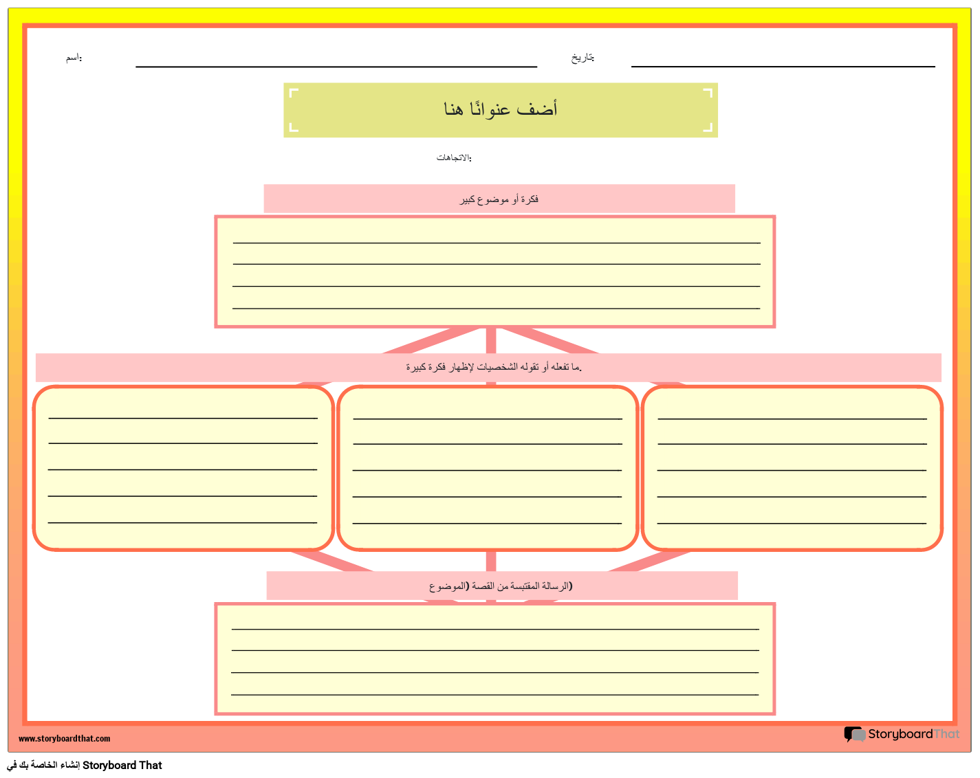 قالب ورقة عمل الموضوع