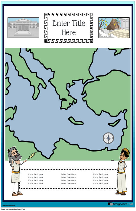 ملصق الخريطة 34 صورة ملونة اليونان القديمة