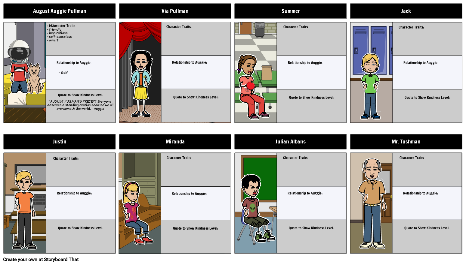 Wonder Characters Storyboard By Beckyharvey