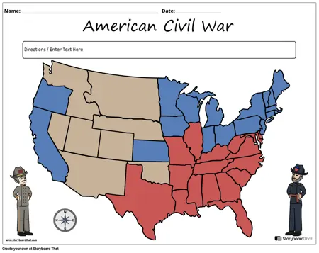 Работен Лист за Карта на Гражданската Война