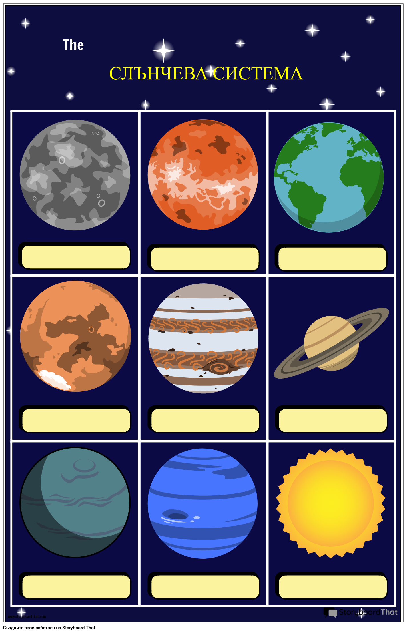 Плакат с Диаграма на Слънчевата Система