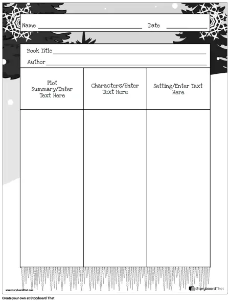 Book Report Planner Portrait BW 2