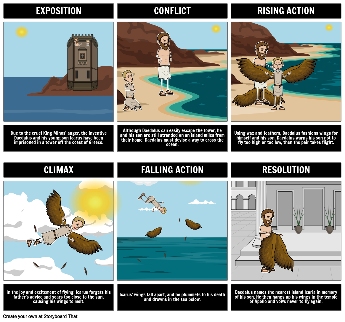 Icarus And Daedalus Plot Diagram And Summary Storyboard