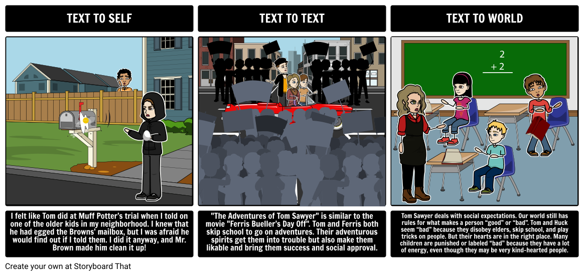 The Adventures of Tom Sawyer Text Connections Storyboard