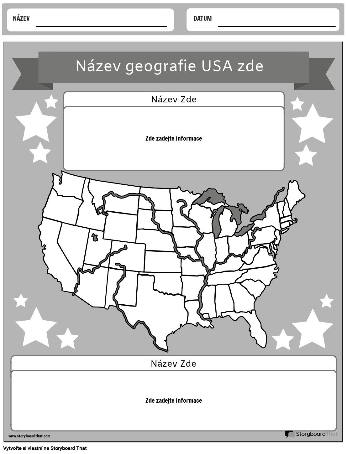 Americký Geoportrét Černobílý 1