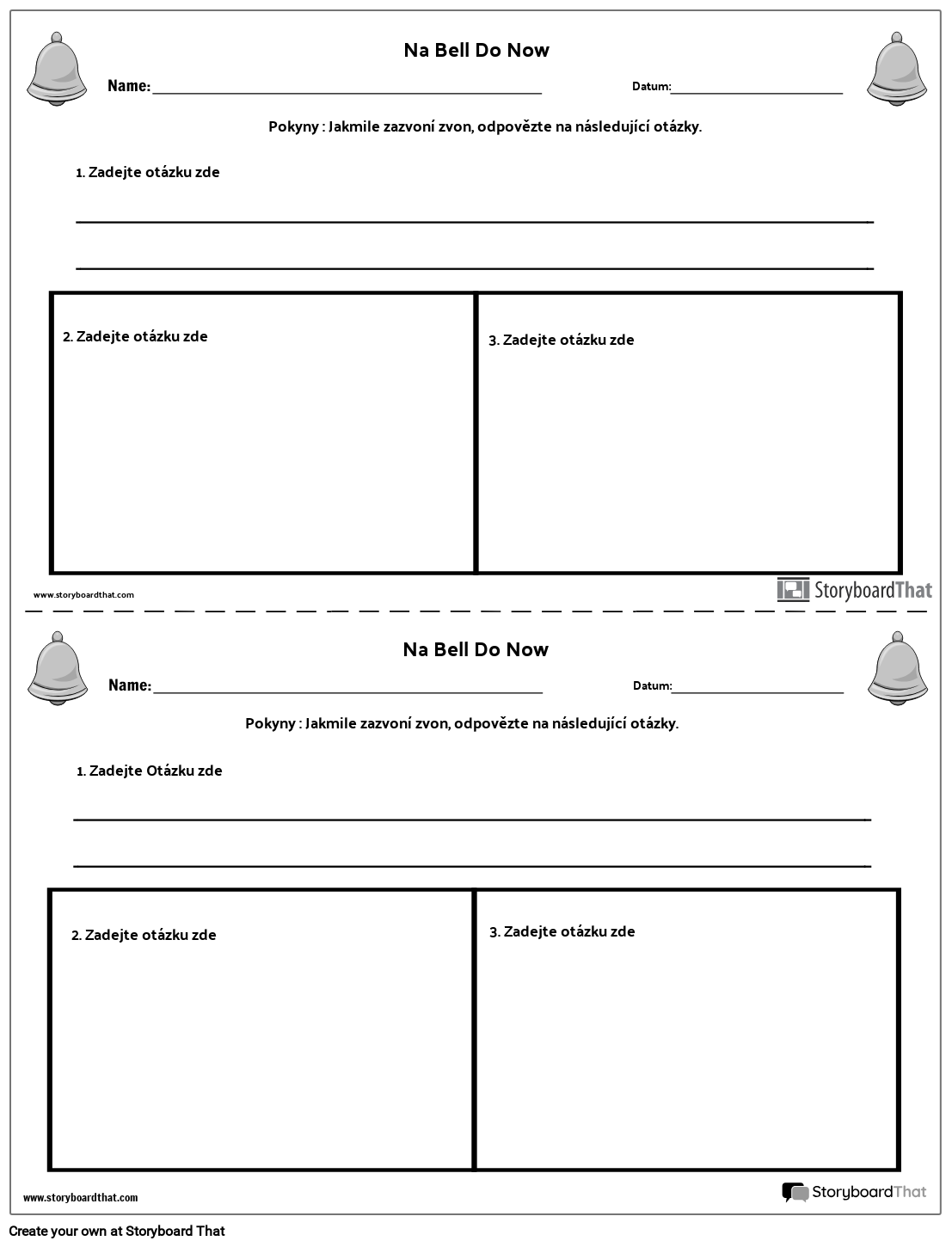 Bell ringer storyboard o cs examples