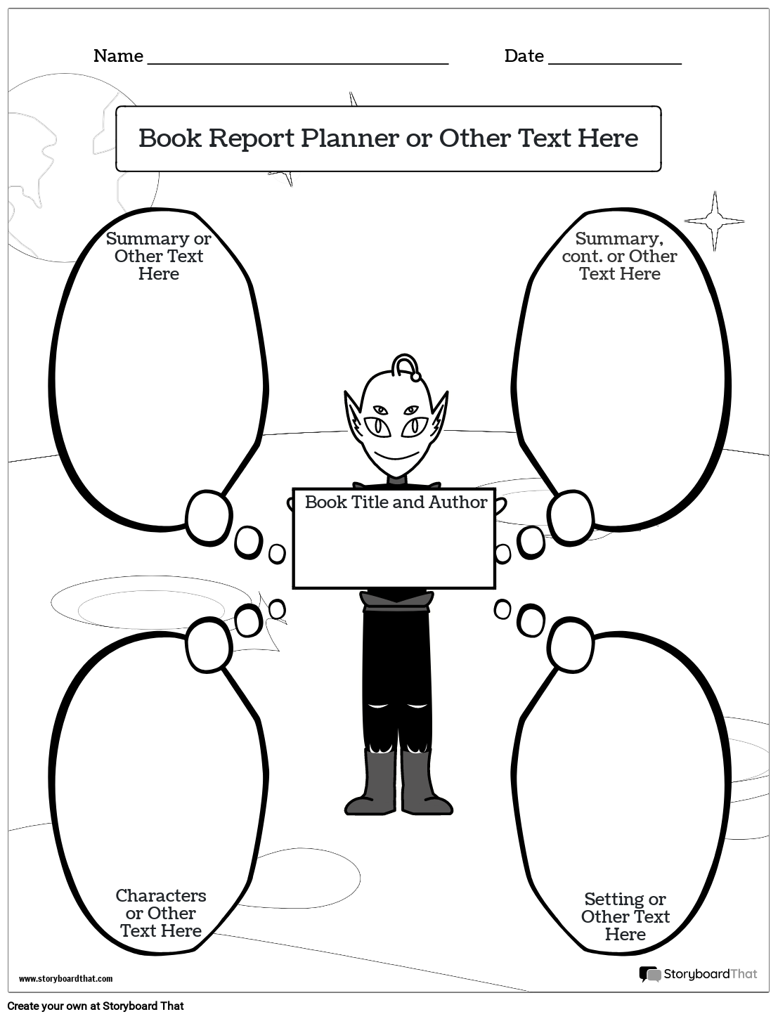 Book Report Planner Portrait BW 3