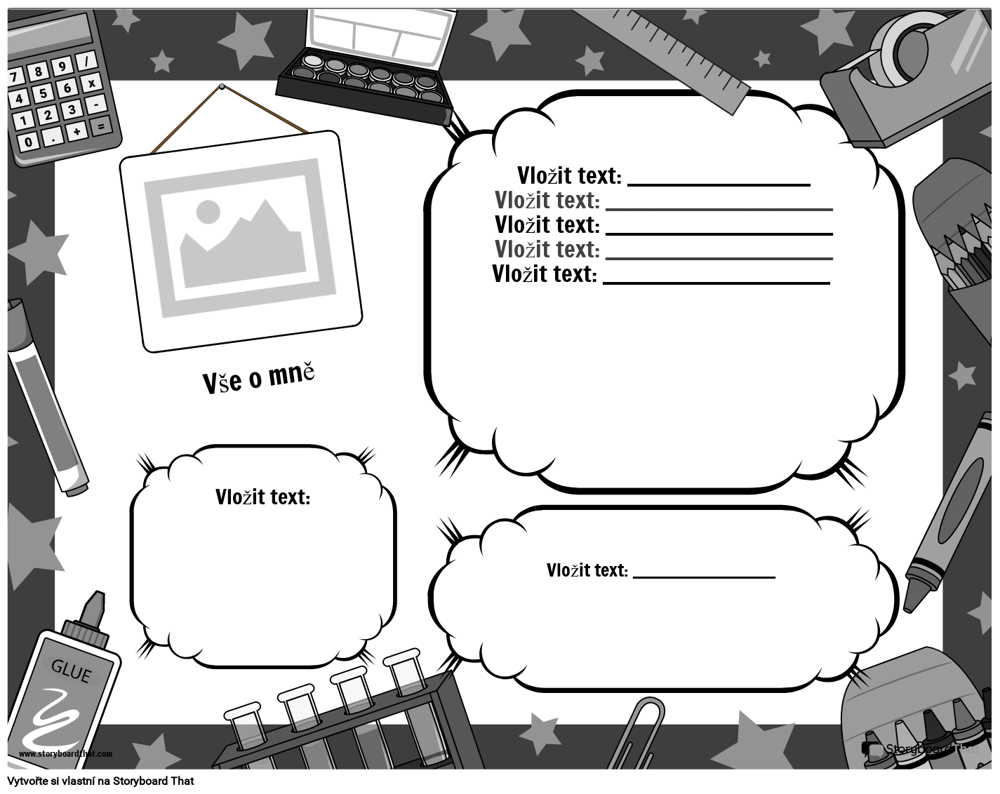  ernob l Plak t All About Me K Vytisknut Storyboard