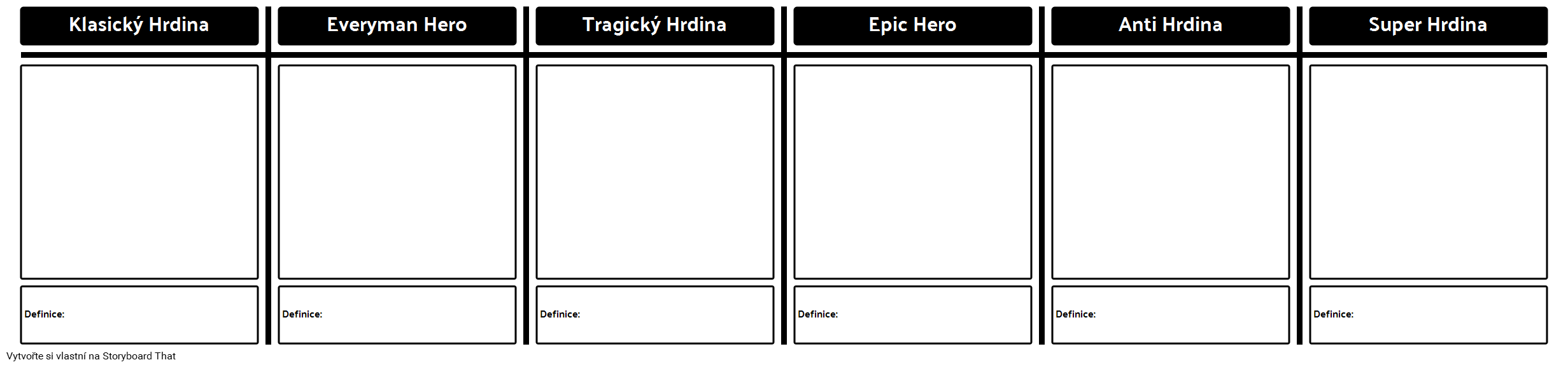 Druhy Heroes - Pracovní List Storyboard od Strane cs-examples